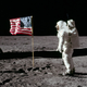 Astronaut Buzz Aldrin salutes the American flag at Tranquility Base on the Moon (NASA)